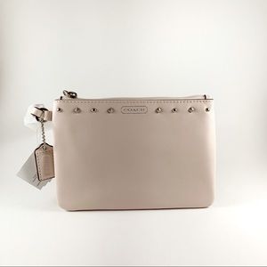COACH Studded Small Shell Pink Leather Wristlet